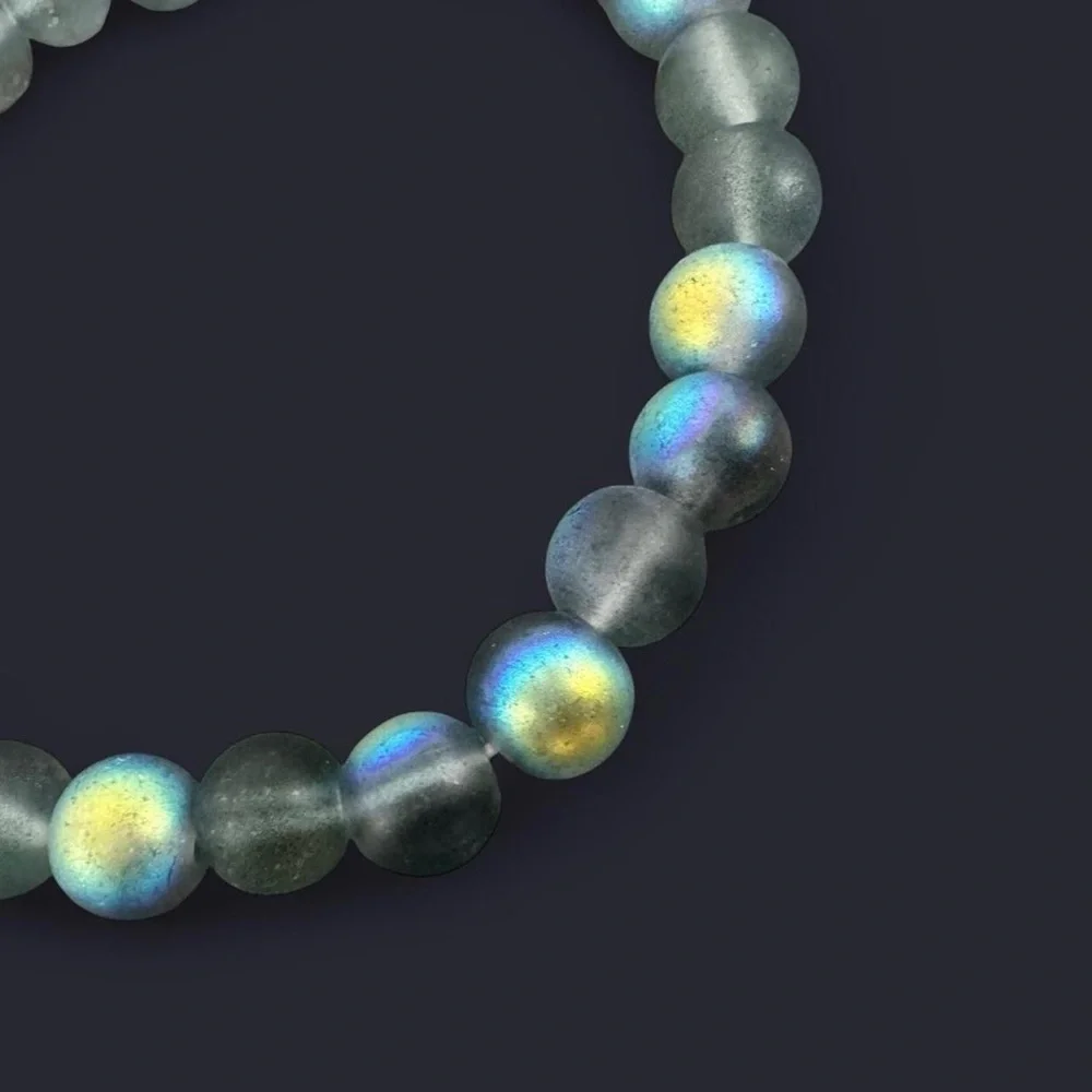Gray Iridescent Glass Bead Bracelet